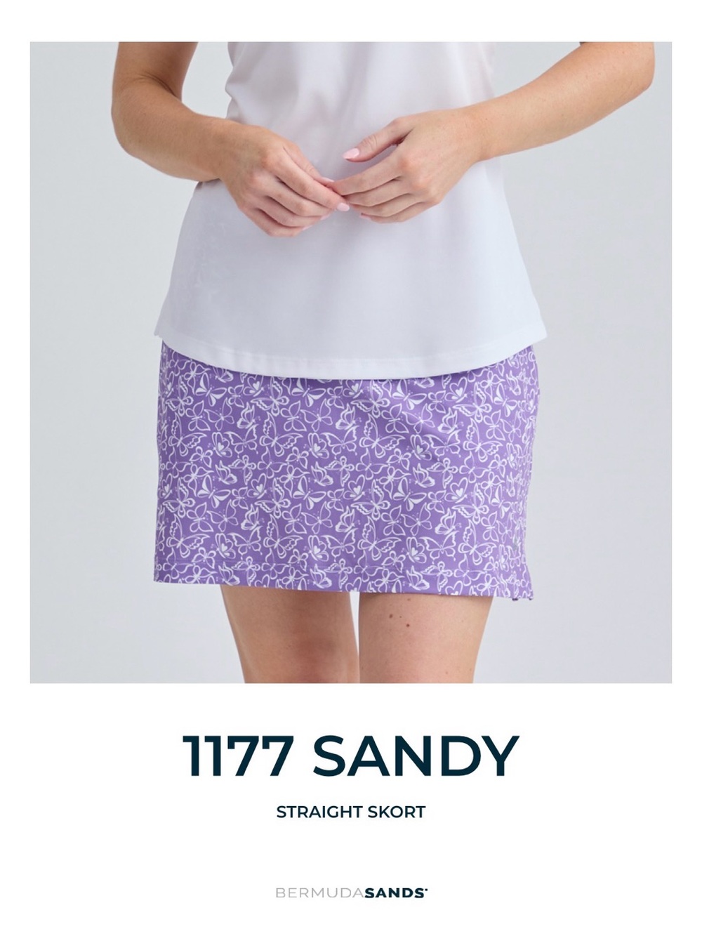 Bermuda Sands Sandy Golf Skort in Lavender with Butterfly Print